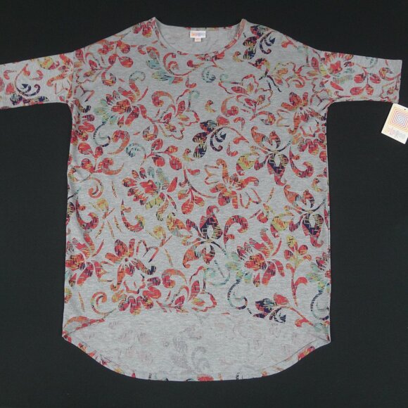 NWT LULAROE ALL OVER FLORAL IRMA GRAY XS WOMENS T-SHIRT K946 - Picture 1 of 6